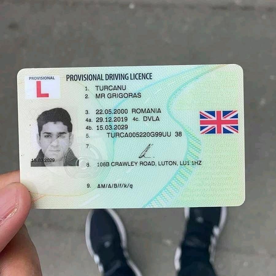 Real and registered uk drivers licence